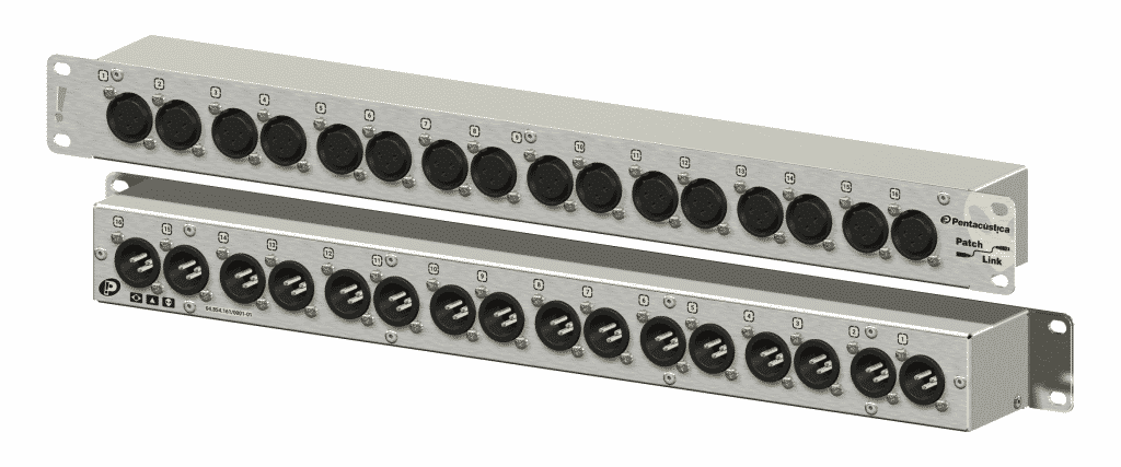 Patch com 16 XLR-3F frontais para 16 XLR-3M