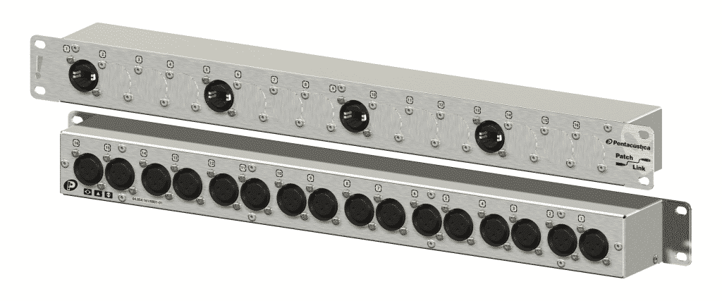 Patch com 4 canais Cat Link, RJ45 na frente e XLR-3F na traseira